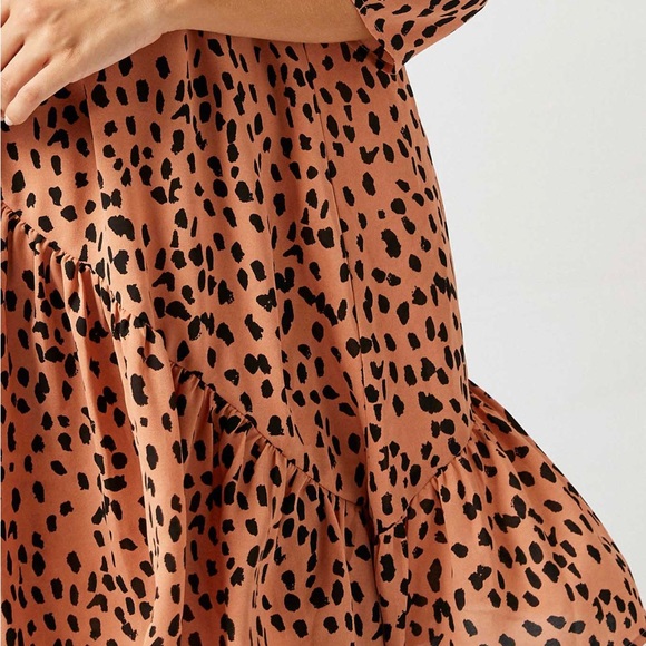 NWT- Hayden Asymmetrical Dotted Swing Dress in tan - Picture 2 of 6